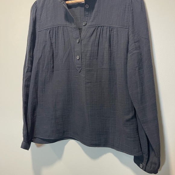 J. Crew Black Fresco Soft Gauze Button-Down Women's Shirt Medium Popover - Picture 5 of 7